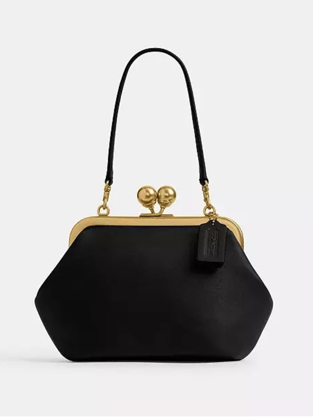 Coach Kisslock Frame Bag 16 V2 w/ 2 Straps Brass/Black Glovetanned Leather NWT - Picture 6 of 15